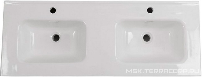 Раковина (ПРОДАЖА ТОЛЬКО С БАЗОЙ ПОД РАК.) 1210x460мм, двойная, по 1 отв.д/смесит. в каждой чаше, с переливом, (керамика, цв.белый), BelBagno ZZ