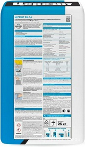 Клей для плитки д/внутр и наружных работ СМ14 25 кг. Церезит CM 14 1767954