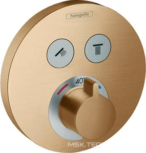 Термостат встраив. в стену на 2 потребителя, наружняя часть, БЕЗ скрытой части арт.01800180, (цв.шлиф.бронза), HG ShowerSelect S ZZ Hansgrohe Ecostat S 15743140