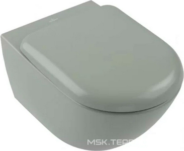 Унитаз подвесной, 370х560мм, безободковый, крепеж в компл., (цв.Morning Green CeramicPlus),  ZZ Villeroy & Boch Antao 4674T0R8