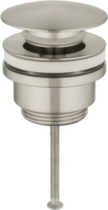 Донный клапан для сливного отверстия раковин/биде с переливом и без перелива, клик-клак, G 1 1/4, (цв.брашированный никель), Wonzon & Woghand ZZ Wonzon & Woghand Универсал WW-88SS07-BN