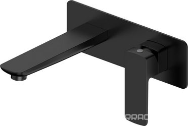 Смеситель для раковины, встраиваемый в стену, излив 184мм, (цв.черный матовый), D-LINE ZZ