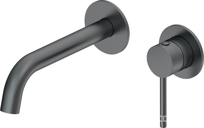 Смеситель для раковины, встраиваемый в стену, излив 195мм, (цв.оружейный металл), Y-LINE ZZ