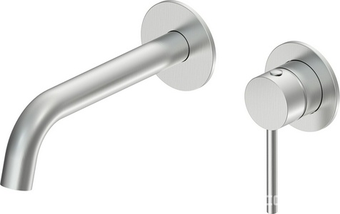 Смеситель для раковины, встраиваемый в стену, излив 195мм, (цв.брашированный никель),  ZZ Oliveeka Y-LINE OL-88869017-BN