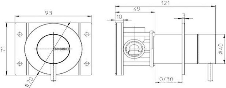Смеситель для душа, встраиваемый в стену, внешняя часть БЕЗ внутренней арт.INZ218000, (цв.мат.нерж.сталь),  ZZ Bossini Nobu INZ219.075