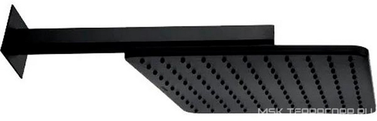 Душ верхний, стационарный, лейка 280х280мм, настенный монтаж, (кронштейн 400мм, розетка в компл.), (цв. черный матовый),  ZZ Bossini Cosmo H69598I.073