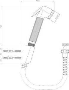 Гигиенический душ, комплект: лейка, шланг 125см., кронштейн, (цв.античная бронза, Brushed Bronze Matt),  ZZ Bossini Nikita C04045.022