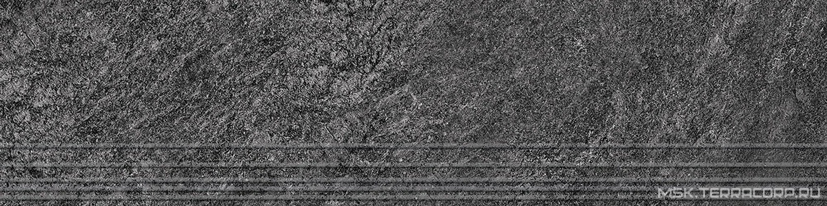 Ступени Техно ProGRES Ceramica Rocks  dark grey серые темные, глазурованные Sugar 1200х300х9,5мм GNR12030427-S