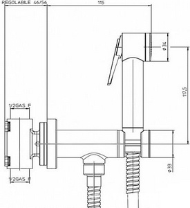 Смеситель совмещённый с гигиеническим душем, (готовый комплект: лейка пластик, шланг 125см., скрытая часть), (цв.белый матовый),  ZZ Bossini Paloma Flat E37015B.045
