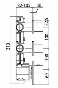 Внутренняя часть встраиваемого смесителя (термостат) для душа, на 2 потребителя, Bossini ZZ Bossini Универсал Z030201000