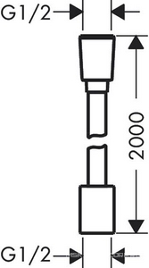 Шланг для душа, текстильный, с защитой от перекручивания, 200см, 1/2 x 1/2, (цв.шлиф.бронза), HG Designflex ZZ Hansgrohe Универсал 28230140