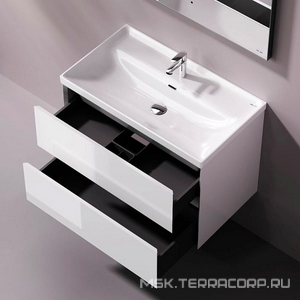 Тумба подвесная 80 см, 2 выдвижн.ящика, раковина в комплекте, цвет белый глянец AMPM Above M9X-FHX0802WG-WCC0800WG