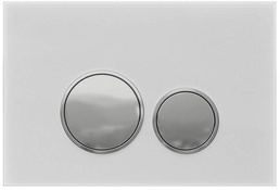 Кнопка двойного смыва, пневм., для инсталляции д/унитаза, (стекло цв.белый, кнопки цв.хром), Priority 2.0 ZZ