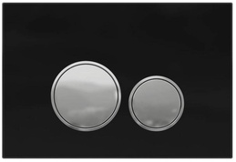 Кнопка двойного смыва, пневм., для инсталляции д/унитаза, (стекло цв.черный, кнопки цв.хром), Priority 2.0 ZZ