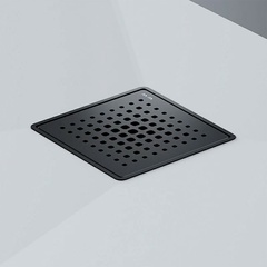Душевой трап 10*10 см, комбинированный затвор, с черной матовой решеткой, ZZ