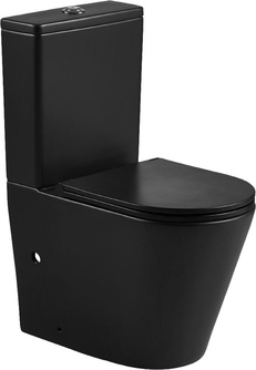 Унитаз напольный Azario Vetroa, безободковый с сиденьем микролифт в компл., 605х380х825 мм, цв. черный матовый, ZZ