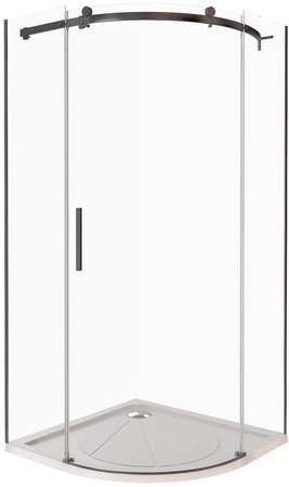 Душевое ограждение Good Door (BAS) GALAXY R-90-C-B, 90х90х195 см, одностворчатое, четверть круга, стекло прозрач. профиль черный ZZ