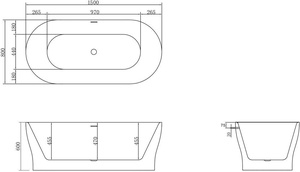 Ванна 1500x800xh600мм, акрил, отдельностоящая, слив-перелив цв.хром в комплекте, BelBagno ZZ