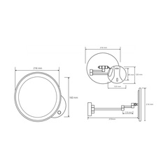 Зеркало косметическое d160(216)мм, 5х кратн. увелич., (цв. хром), Bemeta ZZ