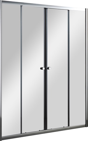 Дверь в нишу 1600хh1950мм, 2 раздвижн.двери с 2 неподв. сегментами, (вход 820мм), (стекло прозр. 6мм, фурнит. цв.хром), Anima ZZ