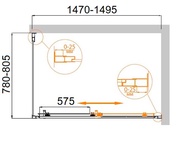 Душевой уголок 1500(1480-1520)х800(780-800)хh1950мм, прямоугольный, правый/левый, (стекло прозр.Idrorepellente 6мм, фурн.цв.хром), Molveno ZZ