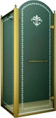 Душевой уголок 900х900хh2116мм, квадрат, "Правый" распаш. дверь справа, с неподв.стенкой (стекло матовое с прозр/узором, 8мм, фурн/золото), Retro ZZ