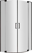 Душ уголок,1/4 круга с распашн. дверьми (800-900)x(800-900) x1950, (стекло прозр.8мм,фурнит.цв. черный), Slider ZZ