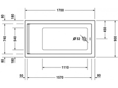 Ванна акриловая 1700х900хh485мм, без ножек и слива/перелива, Starck ZZ