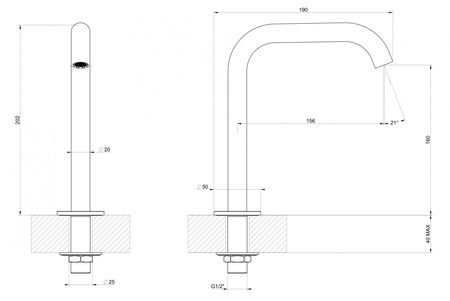 Отдельностоящий излив h=162мм, цвет: steel brushed,Gessi 316 ZZ