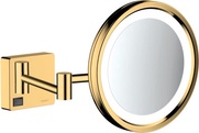 Зеркало косметическое d160(217)мм, 3х кратн. увелич., на выдвижном кронштейне 393мм, с подсветкой 2W(21x0.08 W/LED), (цв.полиров.золото), AddStoris ZZ