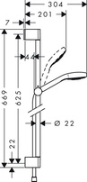 Душевая стойка h 65см, лейка, шланг 1,6м в компл., (цв.белый/хром), Crometta Croma Select S 1jet