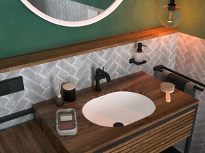 Смеситель для раковины, 110, с д/к, (цв.матовый черный), Fine CoolStart EcoSmart+, Tecturis S ZZ