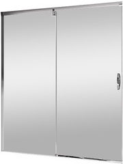 Дверь раздв. 1200хh2000мм, с непод.cегм. слева, вход справа 480-520мм, крепл. слева (проф. мат/сереб, стек 6мм/прозр., Soft close/open), Aura elegan 4
