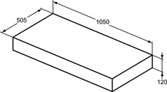 Полка консольная 1050х500хh150мм, без выреза, с крепежом, (БЕЗ 3шт. кронштейнов арт.U842867), (цв.темное дерево-грец.орех), Adapto ZZ