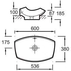 Умывальник LEAF /60x38/ устанавливаемый на мебель (бел), без крепежа XX