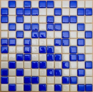 Мозаика 25FL-S-033 (синий кобальт+белый) бассейновая (чип 2.5x2.5) ZZ|31.5x31.5