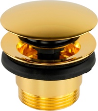 Донный клапан для сливного отверстия раковин с переливом и без перелива, нажимной Clic-Clac, (цв.золото), Migliore XX