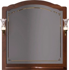 Зеркало Лоренцо 100, 960x1030x22 мм, с полочкой, цвет светлый орех, БЕЗ светильника, крепеж в комплекте ZZ