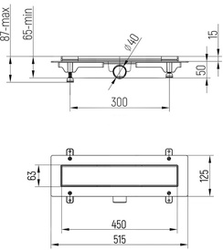 Душевой лоток Klasik 450 мм D40, хром глянец ZZ