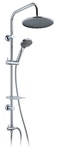 Душевая стойка с верхним, стационарным душем d240мм карбон и ручным душем и мыльницей, (цв.хром), RS white ZZ товар