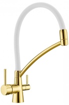 Смеситель Paulmark Siegen Si213111-Gw для кухонной мойки, встроенный кран для питьевой воды, цв. золото/белый, ZZ