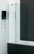 Штора на ванну 1100хh1452мм, "Левая", стационарн.сегмент 435мм, поворотный 650мм, (стекло 6мм прозрачн., полиров.алюминий/хром), Vario ZZ