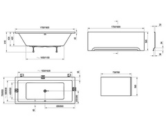 Ванна акриловая FORMY 180x80 см, цвет  белая