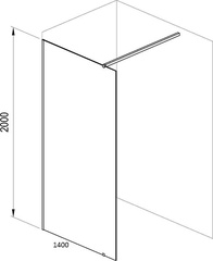 Душевая перегородка RAVAK Walk in GW9WM0C00Z1, 140x200, хром глянец, стекло прозрачное, ZZ