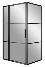 Душевой уголок 1200х1000хh2000мм, прямоуг., правый/левый, распашная дверь, (стекло прозрачное 6мм, фурн.цв.черный), Grid ZZ