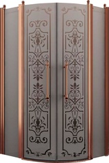 Душевое ограждение, 1/4 круга, R550, 1000х1000хh1950мм, 2 расп.двери с 2 неподв.сегм., (профиль цв. бронза, стекло 6мм матовое.с прозр.рис), Malme ZZ