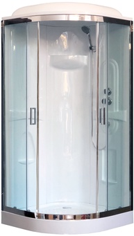 Душевое ограждение Royal Bath 90x90х198 см, раздвижные двери, проф.гл.хром, стекло прозрачное, поддон в компл. ZZ