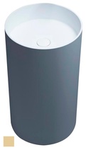 Раковина 450х450хh850/950мм, напольн,кругл,без отв.д/смес.и перел., литой камень S-Stone, матов.цв.RAL1015, донный клап.Up&Down в компл.,Armonia 01 ZZ