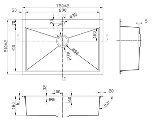 Мойка кухонная Steel Hammer X Kantos SH X 7551| 51x75x18