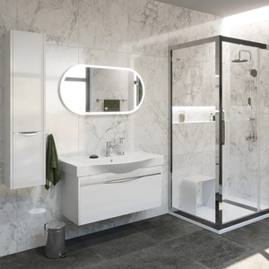 Зеркало STWORKI Мальмё 100x50 см с подсветкой, сенсор на зеркале, овальное, ZZ